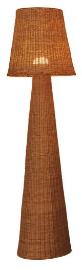 Outdoor-Stehleuchte aus geflochtenem Material, frontal fotografiert