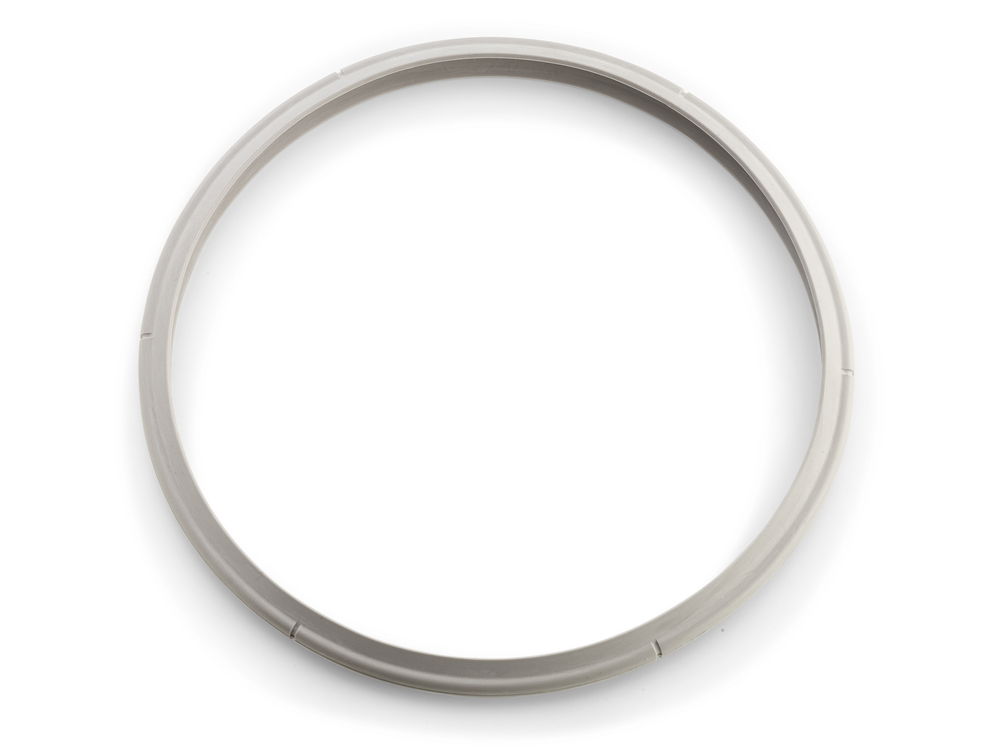 Dichtungsring in Draufsicht, kreisförmig und grau.