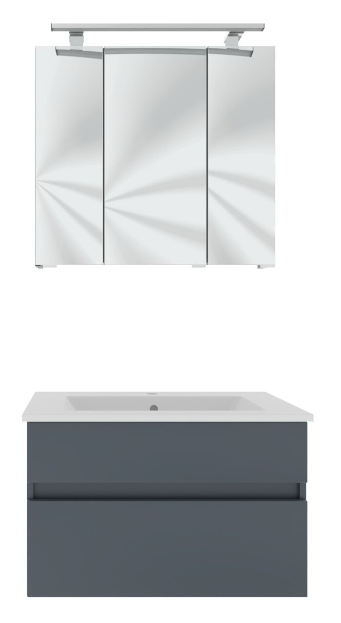 Novel Badblock NV.210 Moderner Badblock mit Spiegelschrank und Waschbeckenunterschrank, Frontalansicht