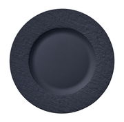 Schwarzer Frühstücksteller aus der Vogelperspektive, 22 cm Durchmesser, mit mattem Finish.