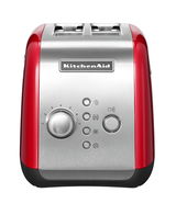 Roter KitchenAid 2-Scheiben-Toaster, Vorderansicht mit Bedienelementen und Edelstahloberfläche