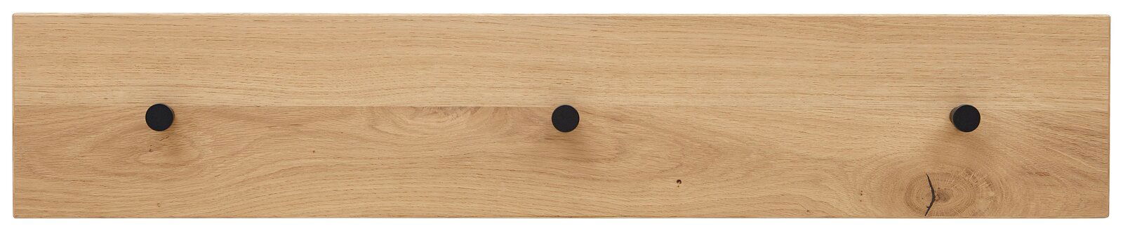 Dieter Knoll Garderobenleiste SAVONA Garderobenleiste aus Holz mit drei schwarzen Haken, Ansicht von vorne