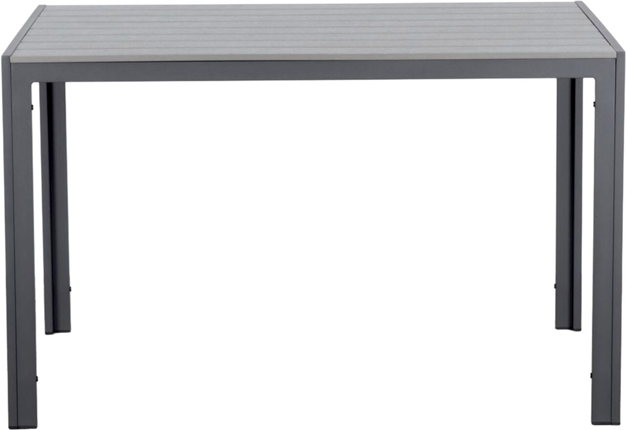 Moderner Gartentisch 120x80 cm in grauer Farbe, frontal fotografiert