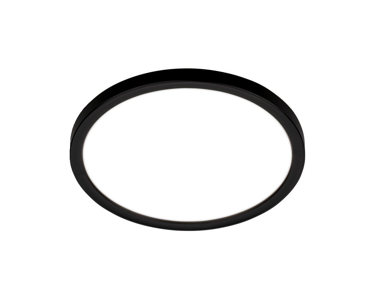 Runde LED-Deckenleuchte mit schwarzem Rahmen, Ansicht von unten