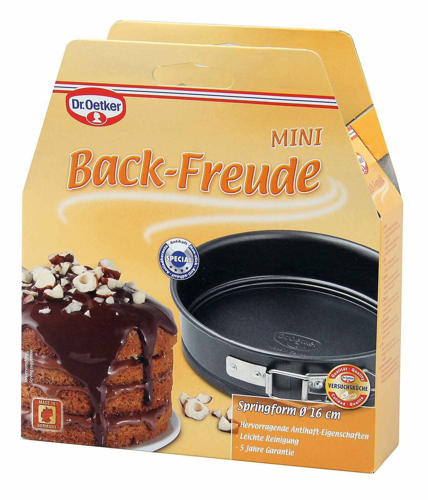 Dr. Oetker Back-Freude Mini Springform 16 cm in Verpackung, Vorderansicht