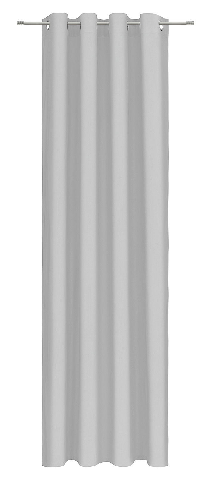 Esposa Ösenschal 135x245cm Grauer Ösenschal aus frontalem Blickwinkel, aufgehängt an einer Gardinenstange.