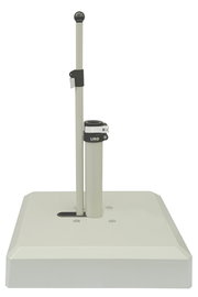 Moderner Schirmständer aus Metall mit stabiler Basis, frontal abgebildet.