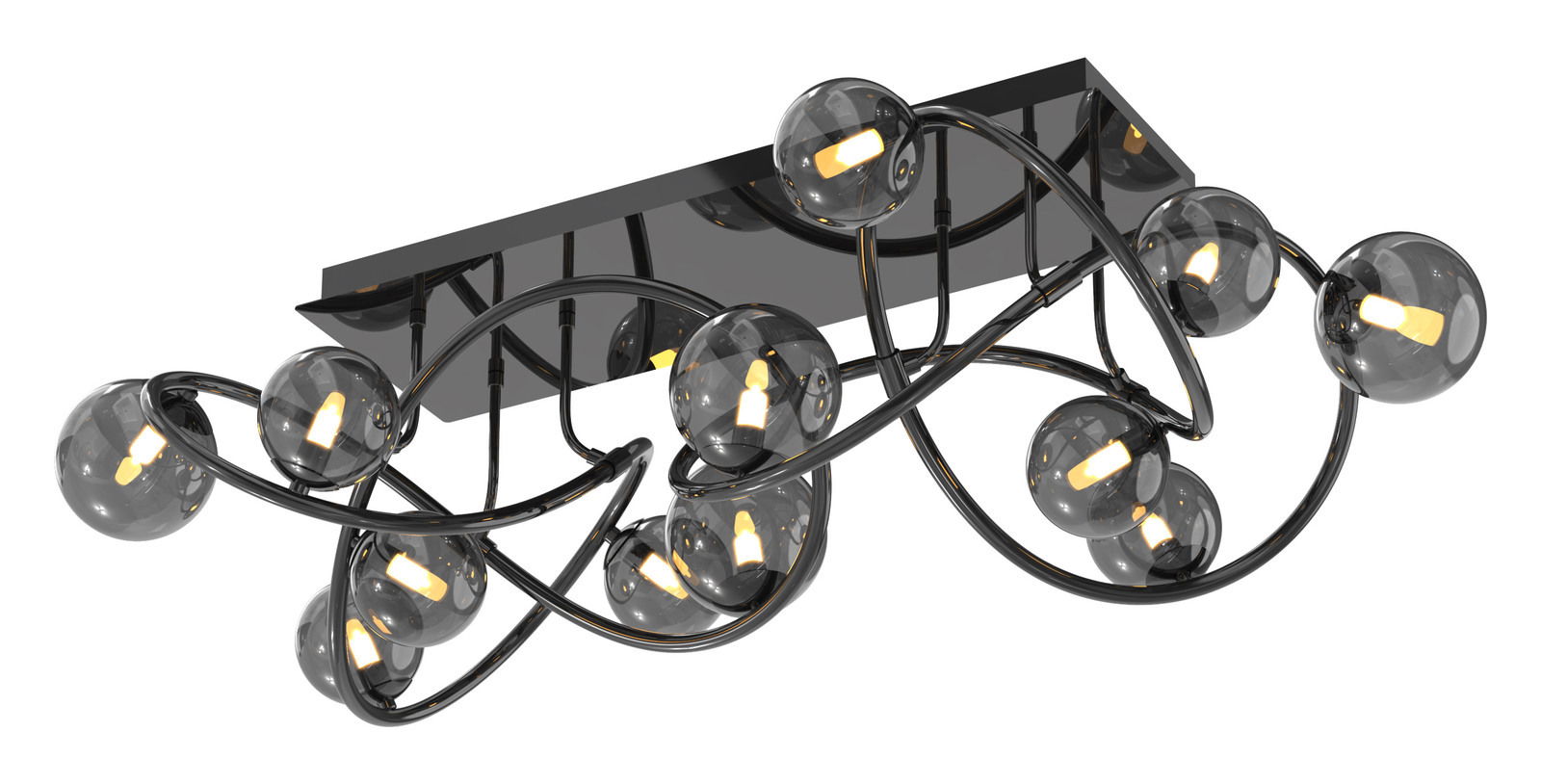 Moderne Deckenleuchte Nancy mit mehreren kugelförmigen Glühbirnen, seitliche Perspektive