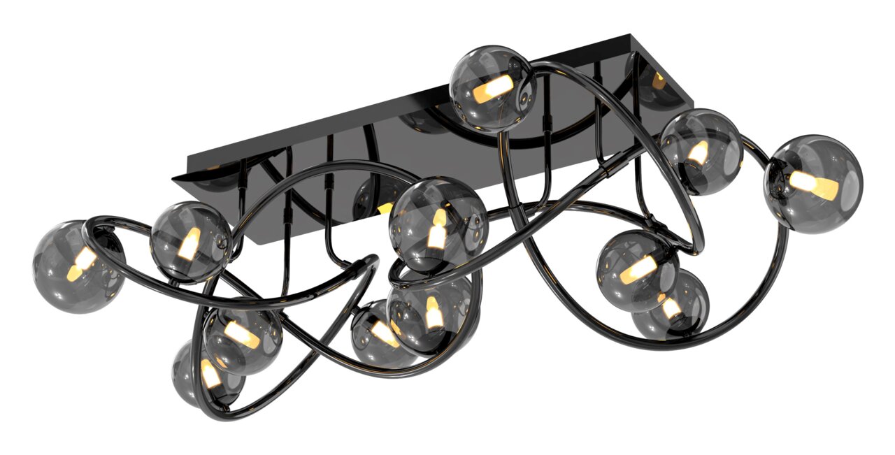 Moderne plafondlamp Nancy met meerdere bolvormige lampen, zijaanzicht