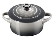 Mini-cocotte 10 cm in de kleur Flint van Le Creuset, schuin bovenaanzicht