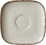 Quadratische Untertasse Casa beige mit gesprenkeltem Muster, Draufsicht