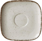 Quadratische Untertasse Casa beige mit gesprenkeltem Muster, Draufsicht