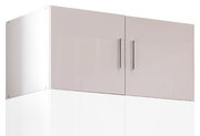 Hochschrank-Aufsatz T54 in Frontansicht mit zwei Türen und silbernen Griffen.