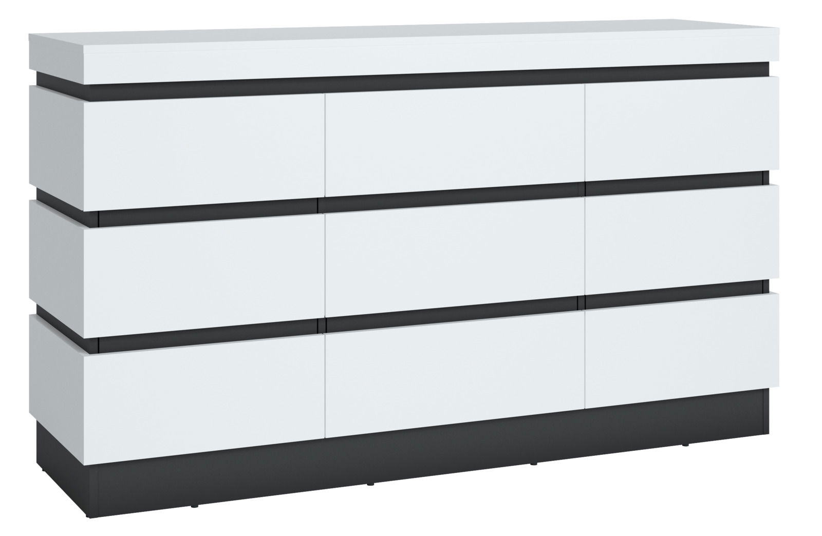 Z2 Sideboard Campania Modernes Sideboard in Weiß mit schwarzen Akzenten, Frontansicht