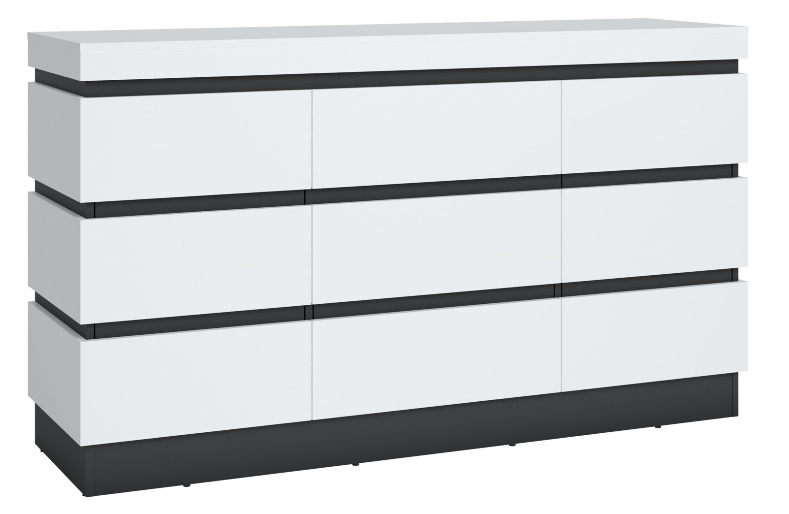 Z2 Sideboard Campania Modernes Sideboard in Weiß mit schwarzen Akzenten, Frontansicht