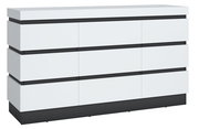 Modernes Sideboard in Weiß mit schwarzen Akzenten, Frontansicht