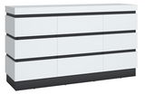 Modernes Sideboard in Weiß mit schwarzen Akzenten, Frontansicht
