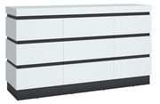 Modernes Sideboard in Weiß mit schwarzen Akzenten, Frontansicht