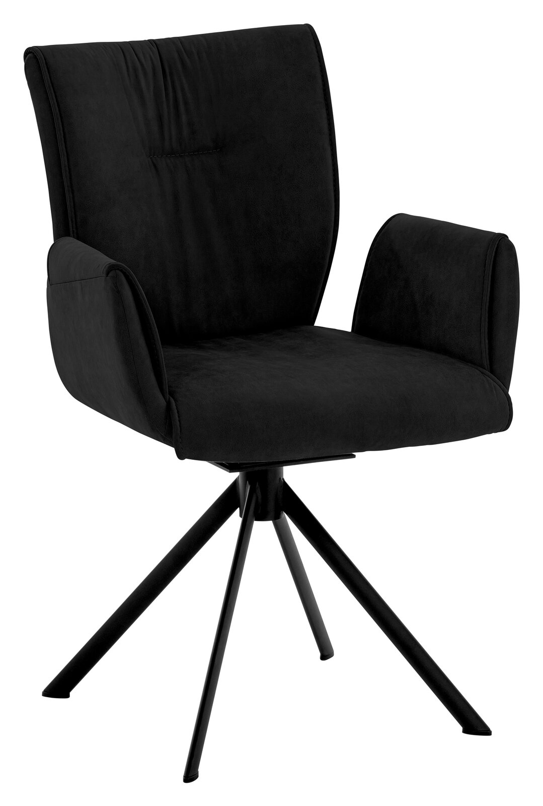 Dieter Knoll Fauteuil JAZZ Moderner Sessel mit schwarzem Stoffbezug und schwarzem Metallgestell, seitliche Perspektive
