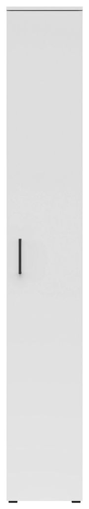 Weiße Schranktür mit schwarzem Griff, Frontalansicht