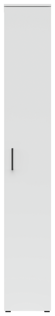 Weiße Schranktür mit schwarzem Griff, Frontalansicht