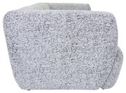 Rückansicht eines Megasofas mit hellgrauem, strukturiertem Stoffbezug.