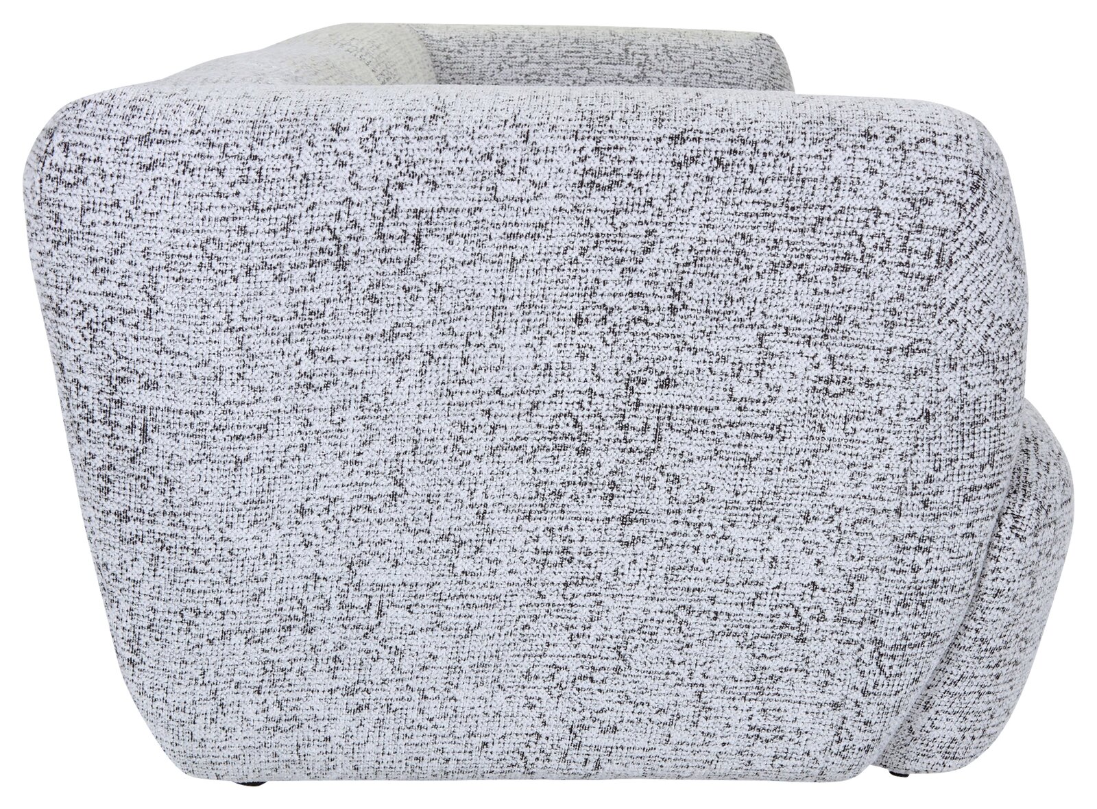 Rückansicht eines Megasofas mit hellgrauem, strukturiertem Stoffbezug.