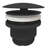 Schwarzer Permanentablauf mit weißem Dichtungsring, seitliche Perspektive
