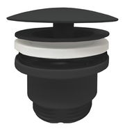 Schwarzer Permanentablauf mit weißem Dichtungsring, seitliche Perspektive