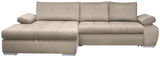 Beige Ecksofa mit Ottomane links, Vorderansicht