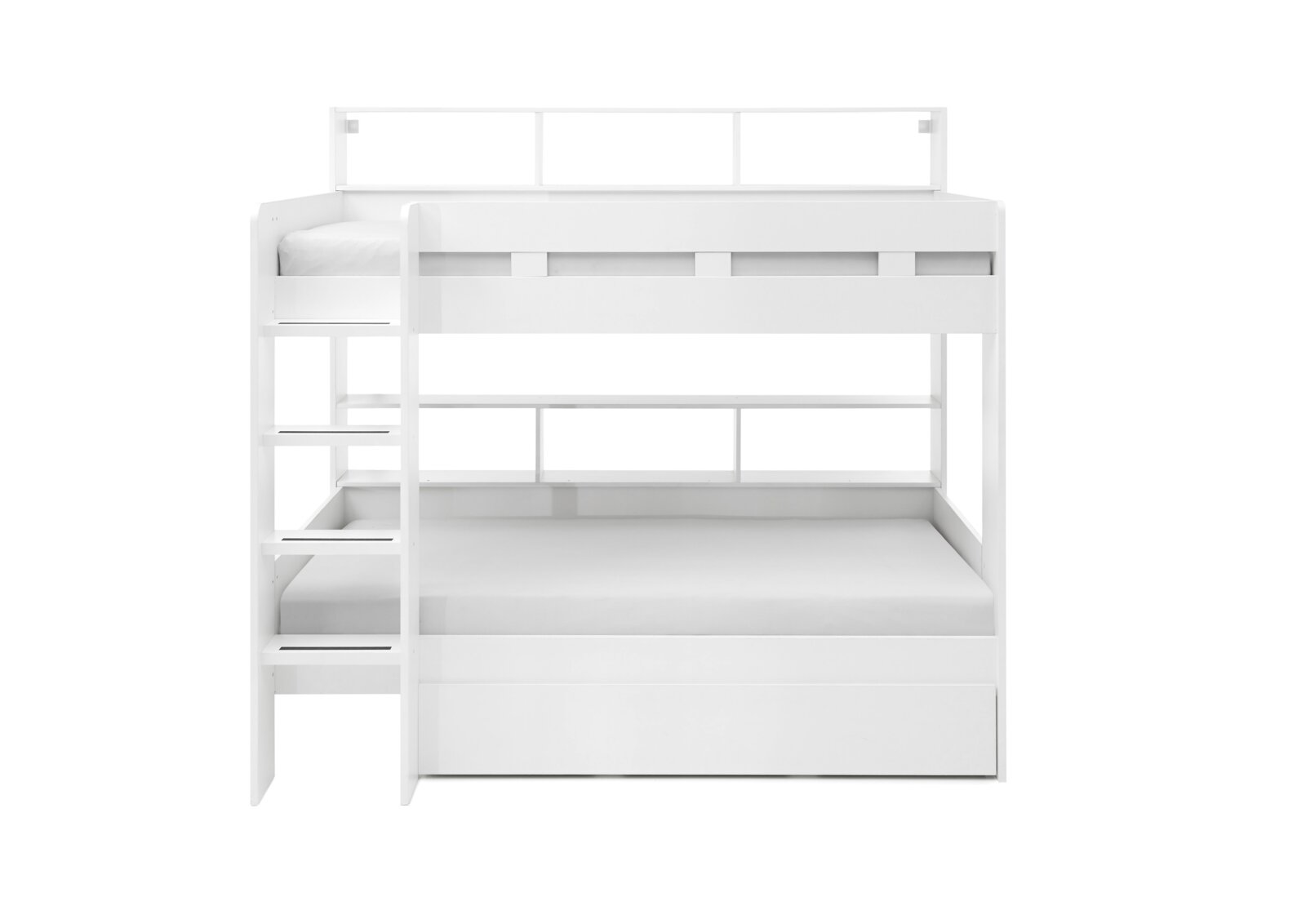 Wit stapelbed met ladder, vooraanzicht