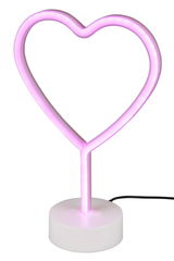 LED-Tischleuchte in Herzform mit rosa Licht, seitliche Perspektive