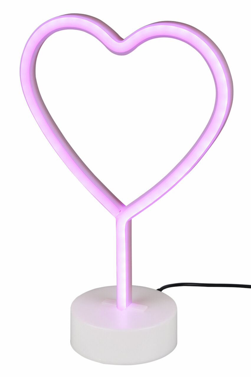 Reality Leuchten LED-Tischleuchte HEART FUN LED-Tischleuchte in Herzform mit rosa Licht, seitliche Perspektive