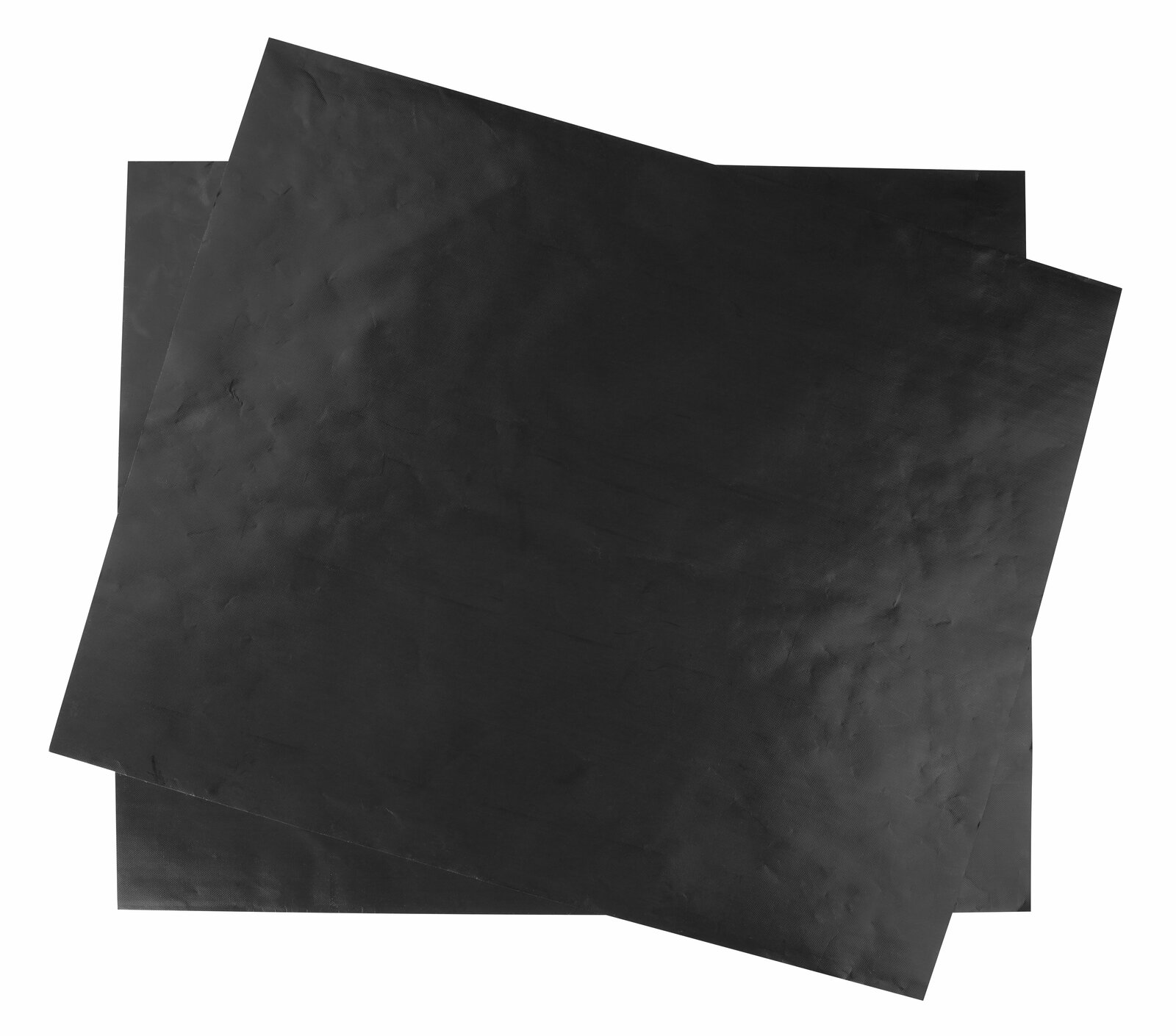 Zwei schwarze Dauerbackfolien übereinanderliegend, Draufsicht