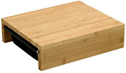 Holz-Schneidebrett mit zwei herausziehbaren Auffangschalen, seitliche Perspektive