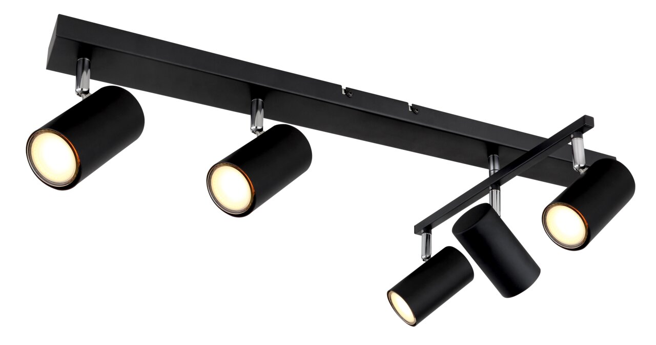 Globo Lighting Strahler ROBBY Moderner schwarzer Deckenstrahler mit vier verstellbaren Leuchten, seitliche Perspektive