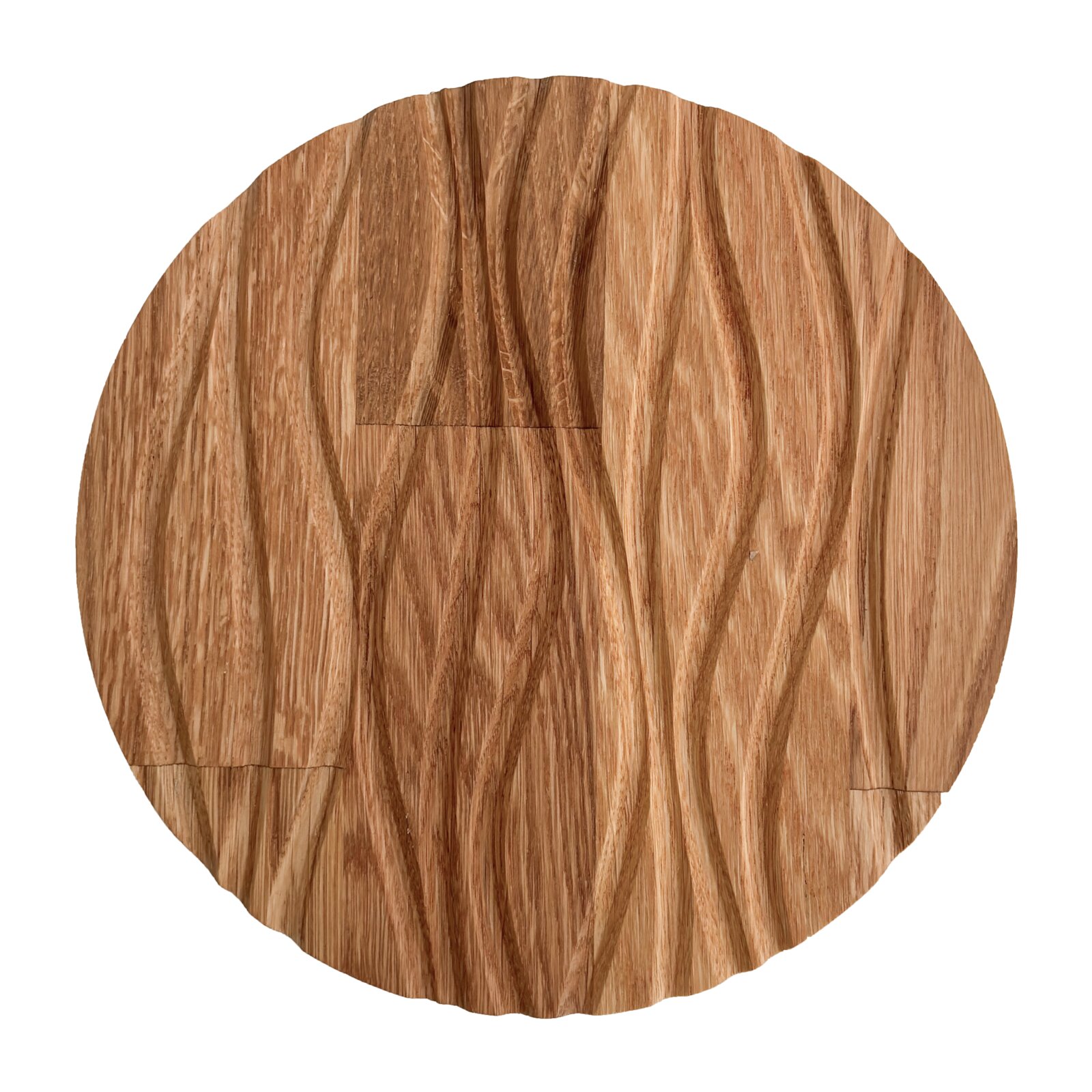 Runde LED-Wandleuchte mit wellenförmigem Holzdesign, Draufsicht