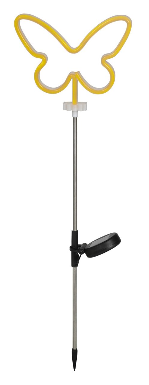 Lumineo Solar Stabbeleuchtung Solarbetriebene Stabbeleuchtung in Schmetterlingsform, seitliche Ansicht