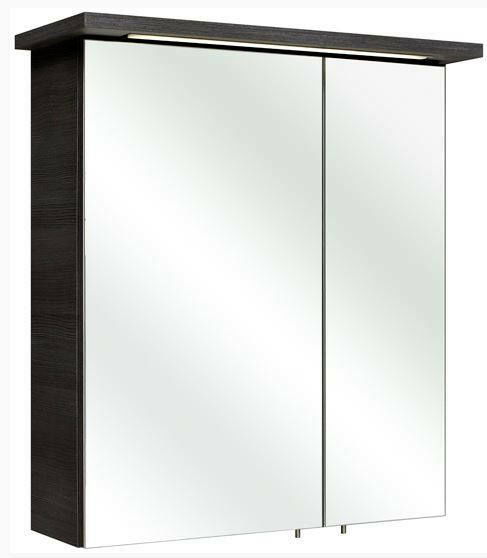 XORA Spiegelschrank ATHEN Moderner Spiegelschrank mit zwei Türen und integrierter Beleuchtung, seitliche Perspektive