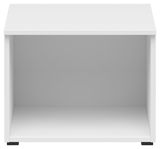 Weißer Regalaufsatz aus der Frontansicht