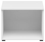 Weißer Regalaufsatz aus der Frontansicht