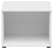 Weißer Regalaufsatz aus der Frontansicht