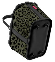 Kleine Tragetasche mit Leopardenmuster, seitliche Perspektive