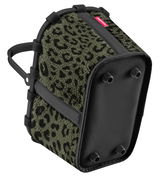 Kleine Tragetasche mit Leopardenmuster, seitliche Perspektive