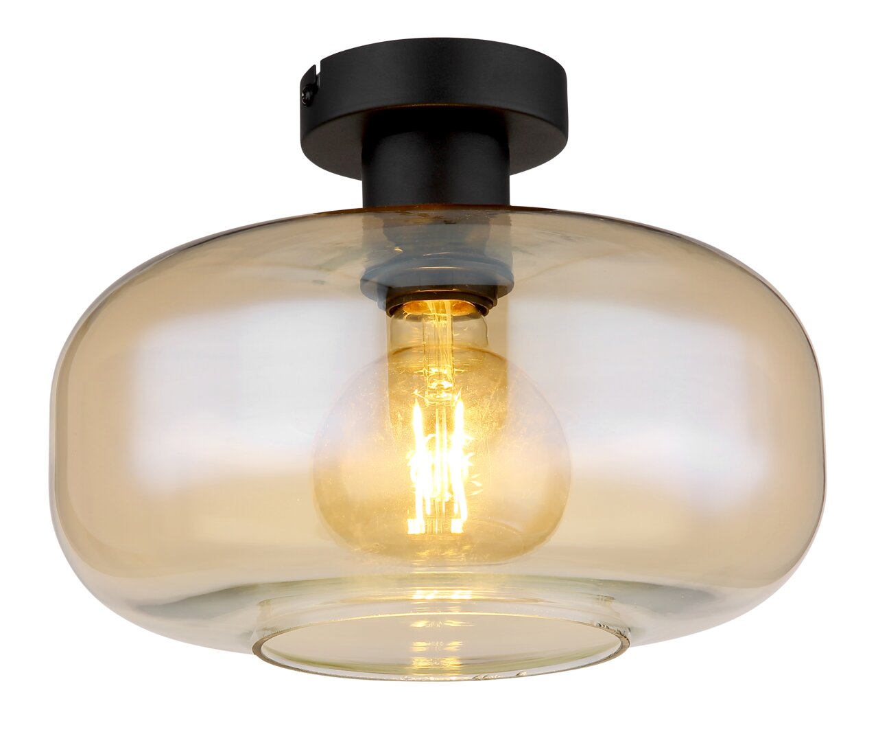 Globo Lighting Deckenleuchte GIUSEPPE Moderne Deckenleuchte mit transparentem Glas und sichtbarer Glühbirne, seitliche Perspektive