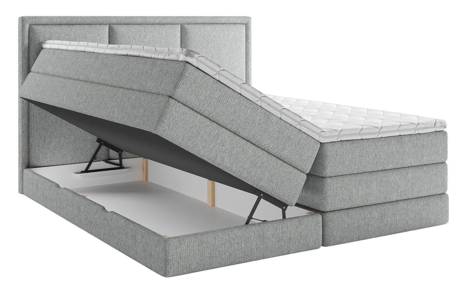 XORA Boxspringbett SWING Boxspringbett mit geöffnetem Stauraum, seitliche Perspektive