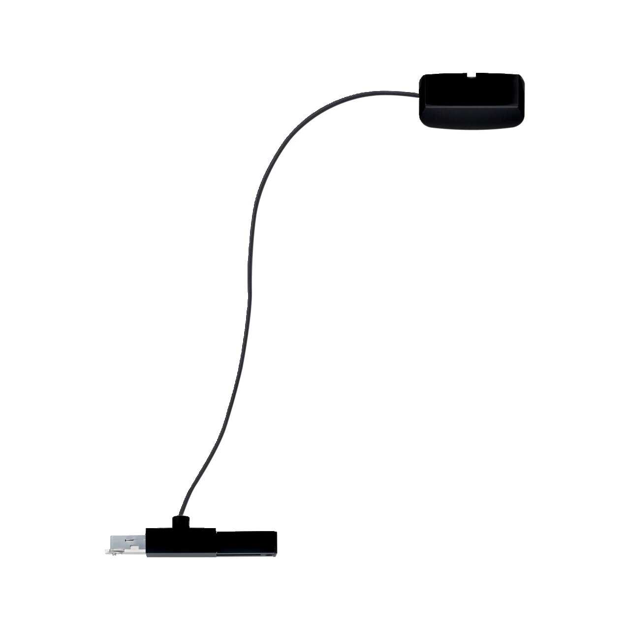 Stromeinspeisung mit Kabel, schwarze Farbe, seitliche Perspektive