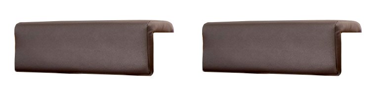 Zwei braune Steckkissen in seitlicher Perspektive