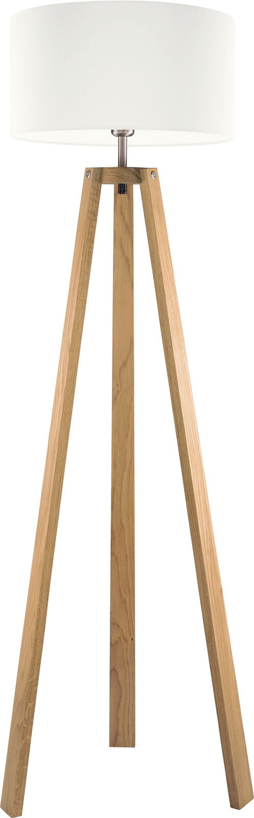 Herzblut Stehleuchte FRANKA Stehleuchte Dreibein Franka Ei mit weißem Lampenschirm und Holzbeinen, Frontalansicht
