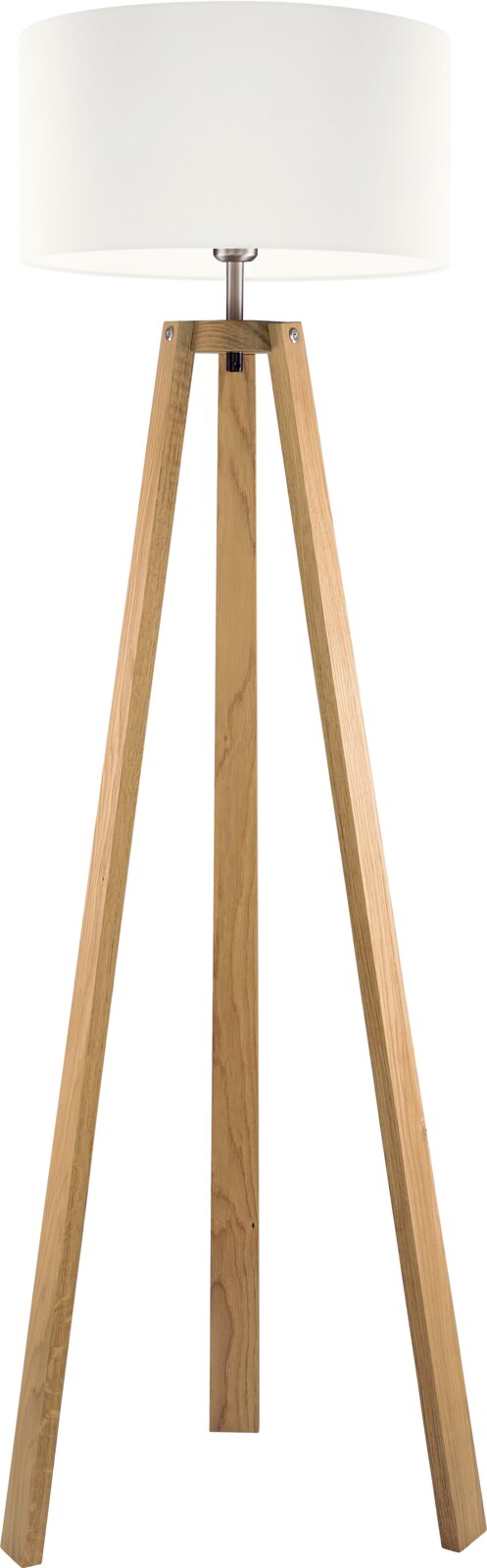 Herzblut Staande lamp FRANKA Staande lamp Dreibein Franka Ei met witte lampenkap en houten poten, vooraanzicht